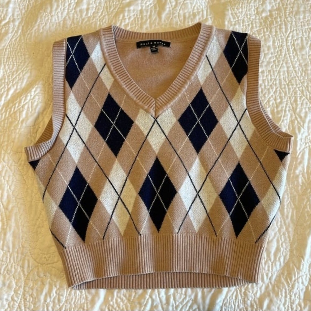 Haute Monde Tan Knit Sweater Vest